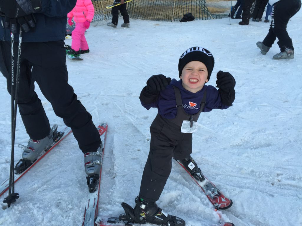 Landon demonstrating his determined ski face.