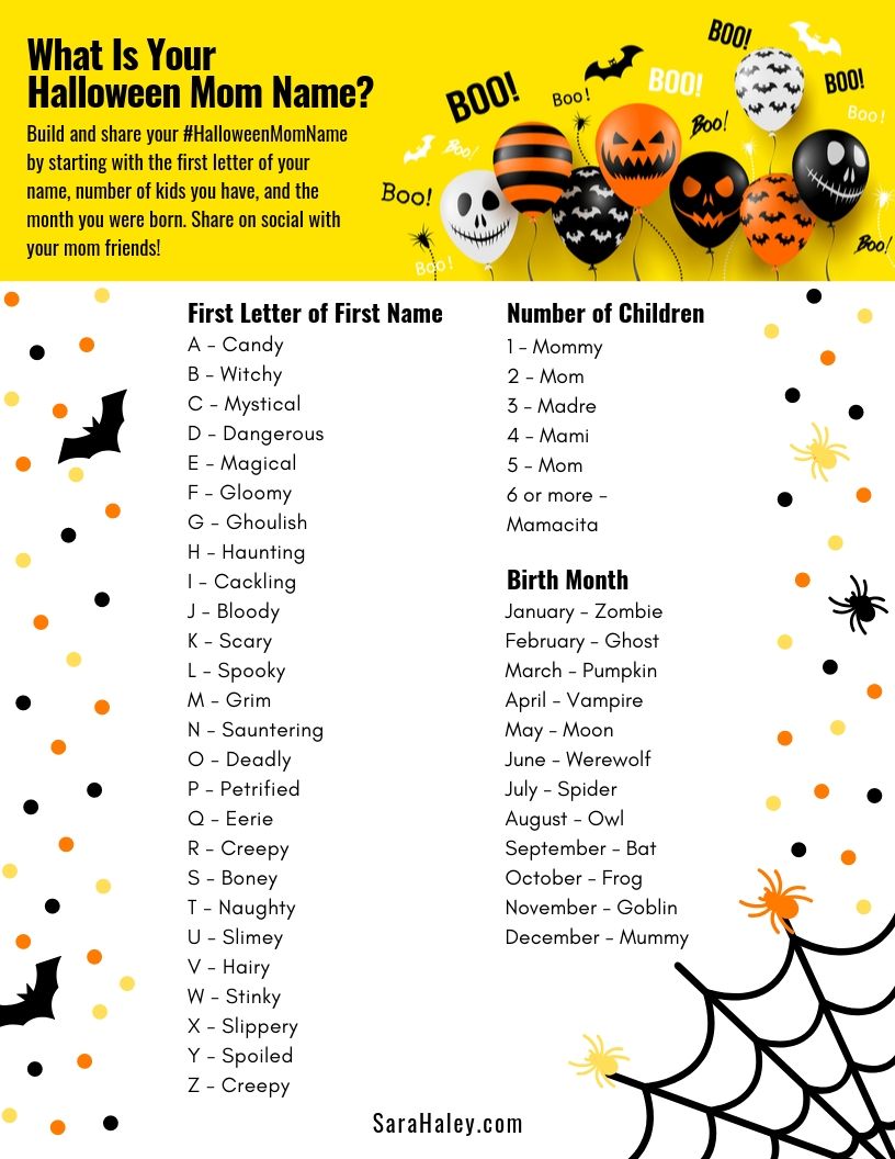 What s Your Halloween Mom Name Sara Haley